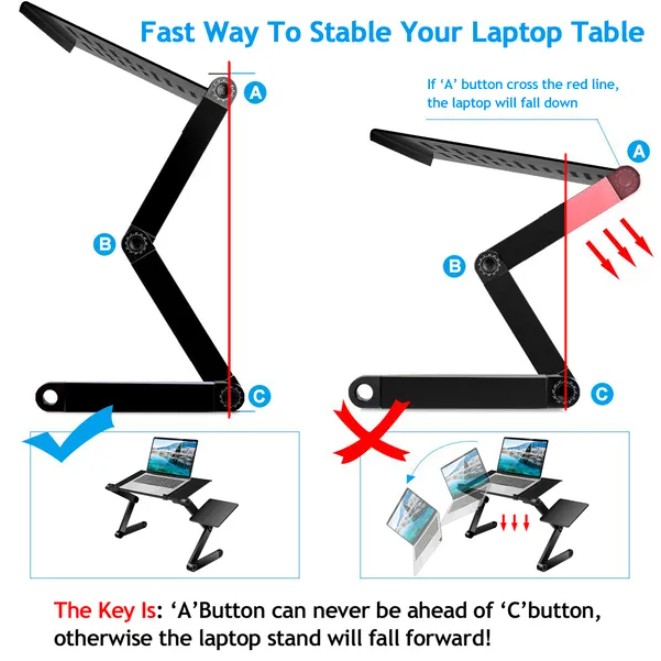 Foldwell Foldable Laptop Desk — Adjustable Bed & Sofa Tray